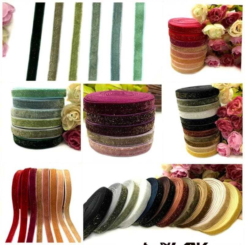 

10YARD - 1 CM PITA BLUDRU GLITER GOLD HALUS / VELVET GLITER (3/8'')