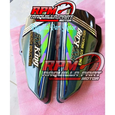COVER BOK AKI RX KING LIST CROME PLUS STRIPING 1997 HIJAU BOTOL LIS CROM SET LOGO RX KING