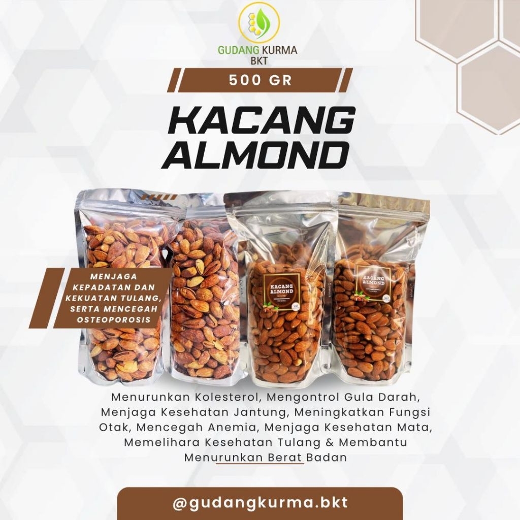 

KACANG ALMOND KUPAS ORIGINAL ROASTED || KACANG ALMOND KULIT BETTER MILK 500g