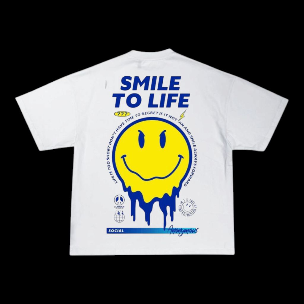 Kaos Boxy Cut oversize T-shirt cotton 20s Smile To Life