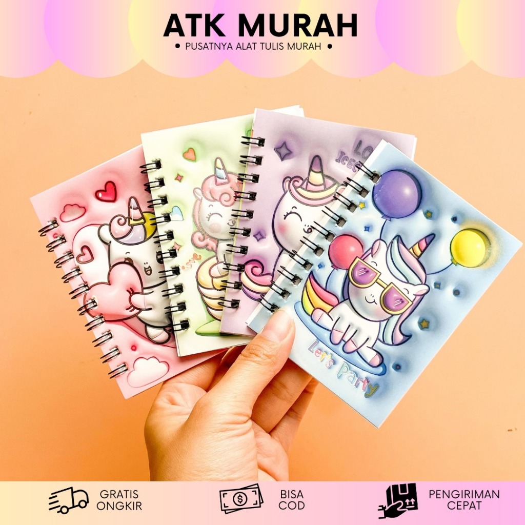

BUKU SPIRAL A7 UNICORN DAPAT 1 PULPEN BK-1877 BUKU NOTEBOOK LUCU IMUT DALAM ADA GAMBAR COD