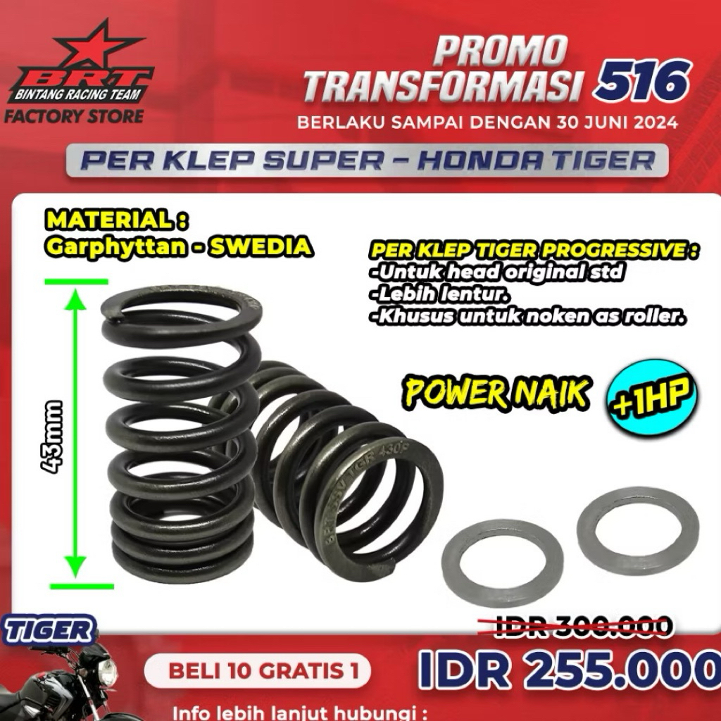 Per klep brt Tiger Megapro cb gl bisa buat head standar ataupun yang sudah sudutan