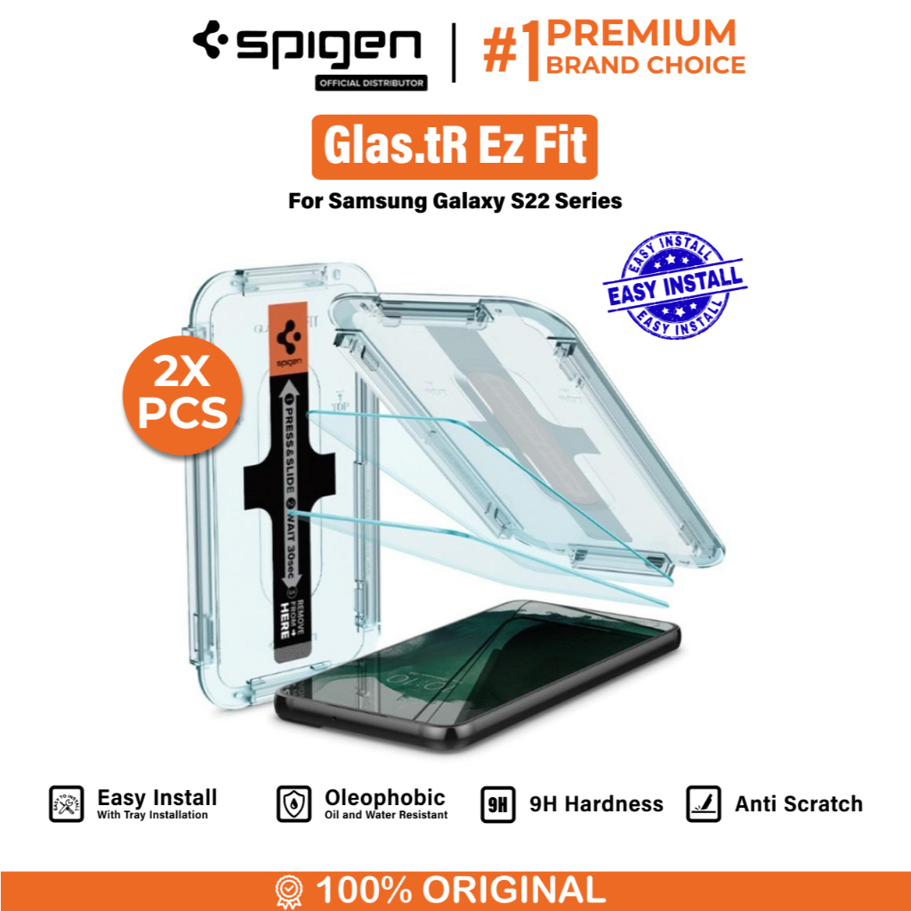 Tempered Glass Samsung Galaxy S22 Ultra Plus Spigen Glas tR EZ Fit Clear HD Anti Gores Protector