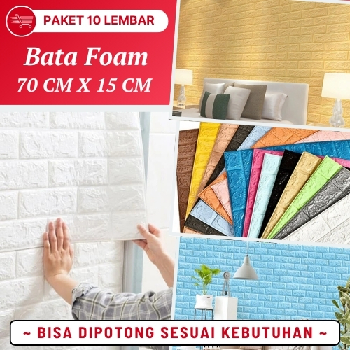 Wallpaper Dinding Rumah Wallfoam Model Batu Bata Hitam 3 Dimensi Stiker Desain Kamar Ukuran 70x15