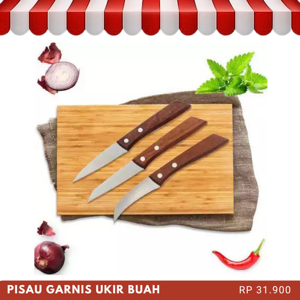 Pisau Garnis Pisau Ukir Buah Pisau Hias Buah Set Isi 3pcs Pisau Hias Ukir Buah