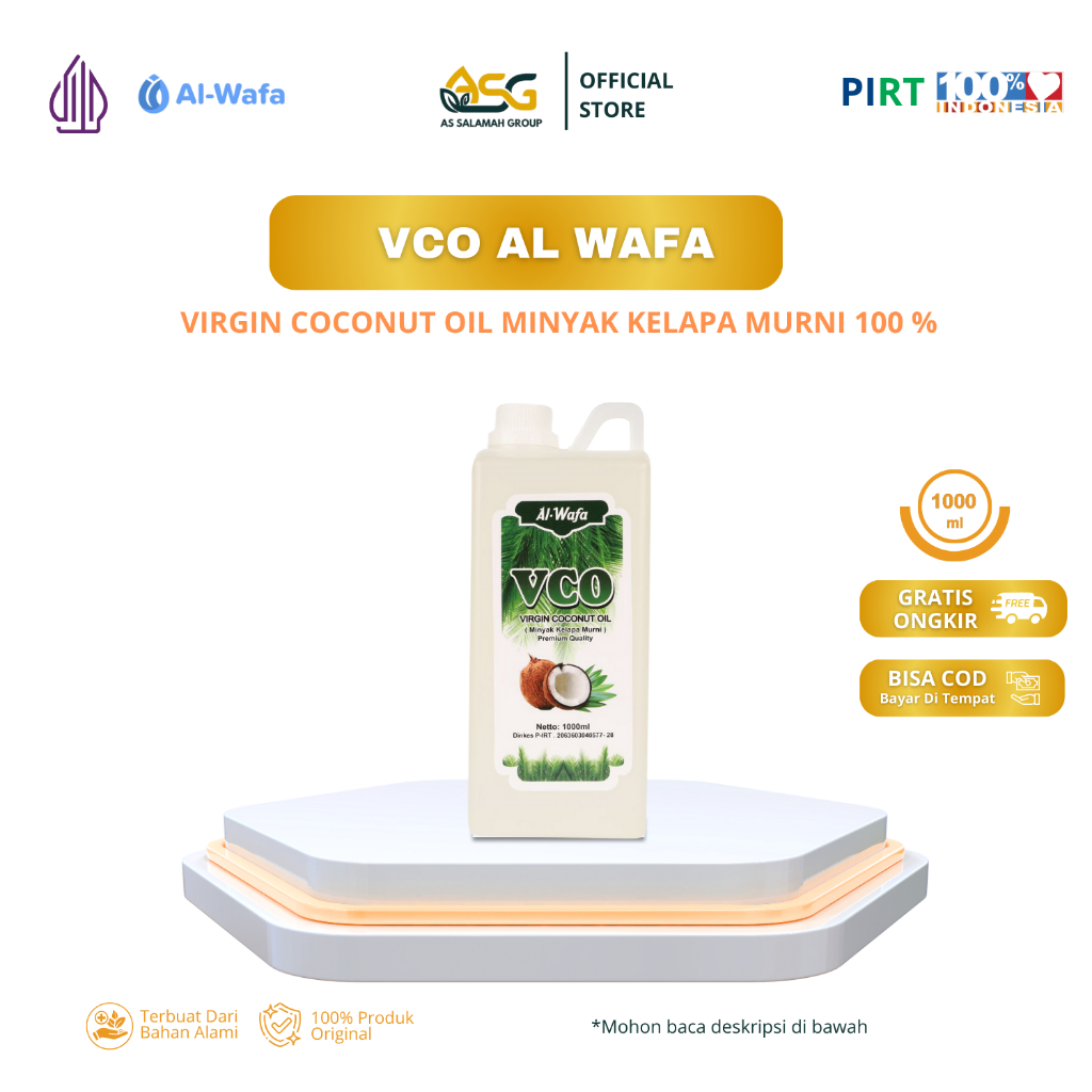 Al WAFA  -  Virgin Coconut OIl  VCO 100 % Minyak Kelapa Murni Sehat dan Alami - 1 Kg