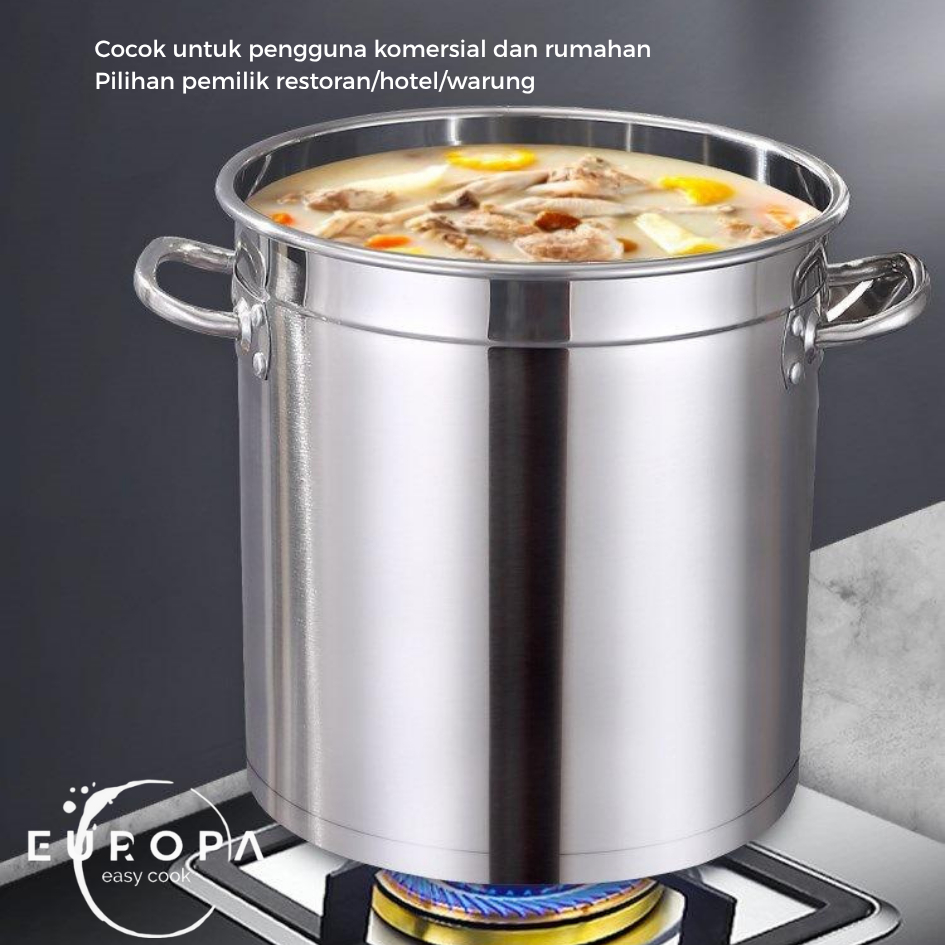 Panci Dandang Stainless Steel Tebal Panci Bakso Stockpot Panci Kukus Panci Besar EUROPA