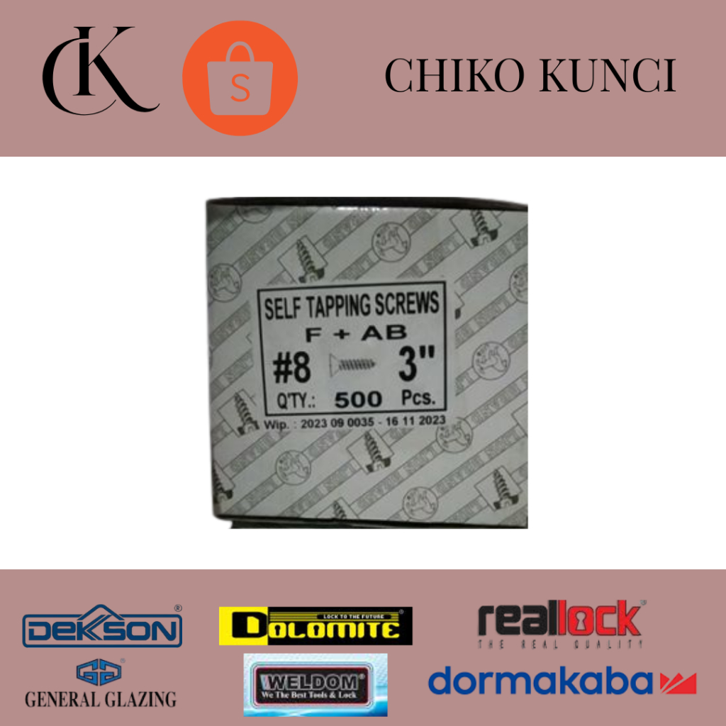 Skrup kusen pintu dan jendela/Tapping P+ab 6x1/2 isi 2000 pcs