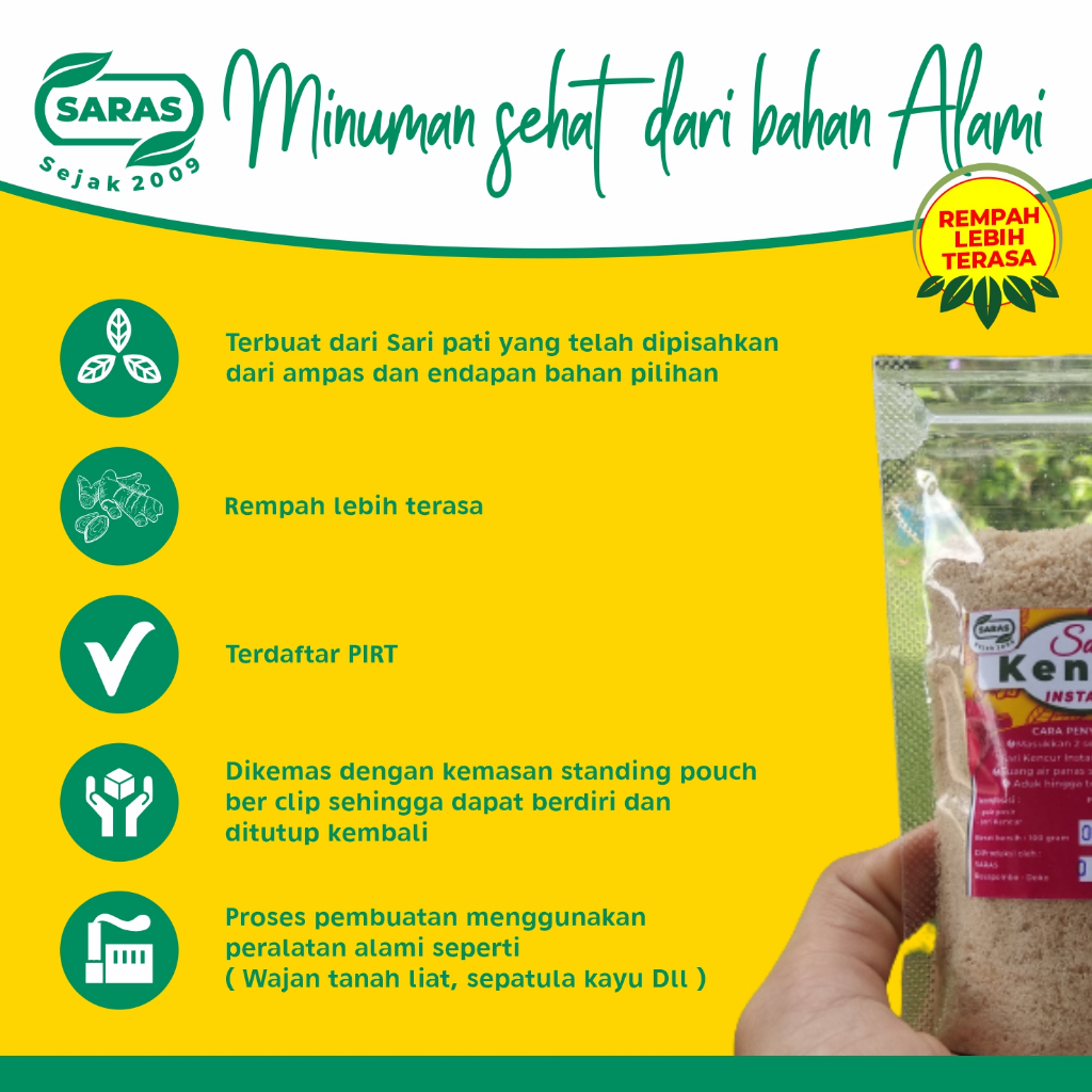 

saras-sari kencur instan herbal alami bubuk serbuk kesehatan batuk flu dayatahan