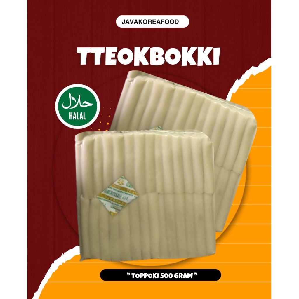 

Tteokbokki / Toppoki / Topoki / Topokki 500gram / Rice cake / Jajanan korea / cemilan korea