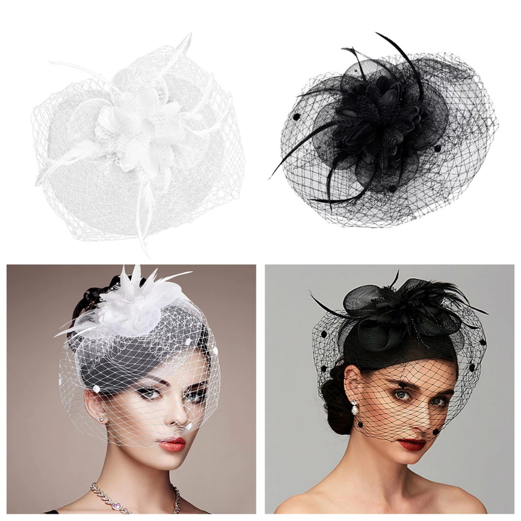 Topi kecil hiasan kepala Jepit Topi Hiasan Rambut Jaring Wedding Hat Fascinator Aksesoris Rambut Pra