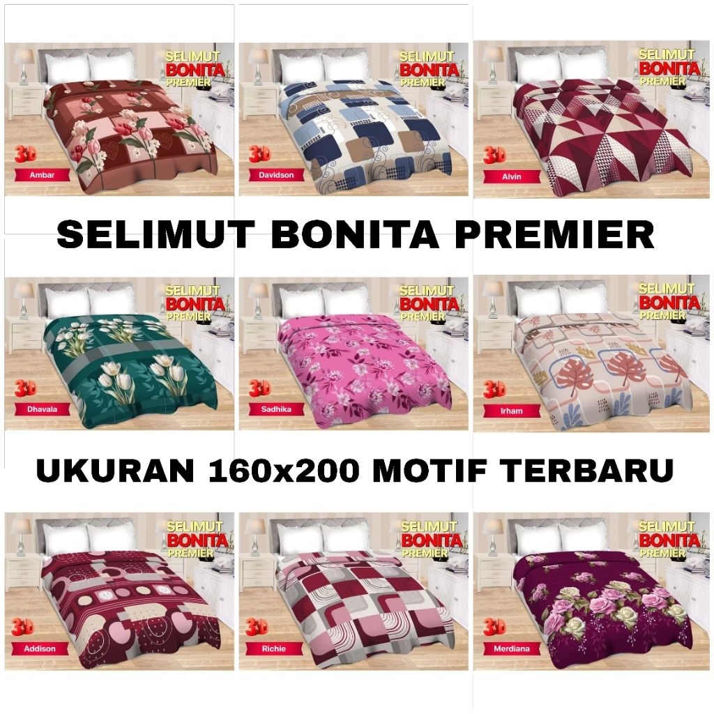 SELIMUT BONITA PREMIER 160x200 CM / SELIMUT BONITA MOTIF TERBARU / SELIMUT BONITA TERMURAH