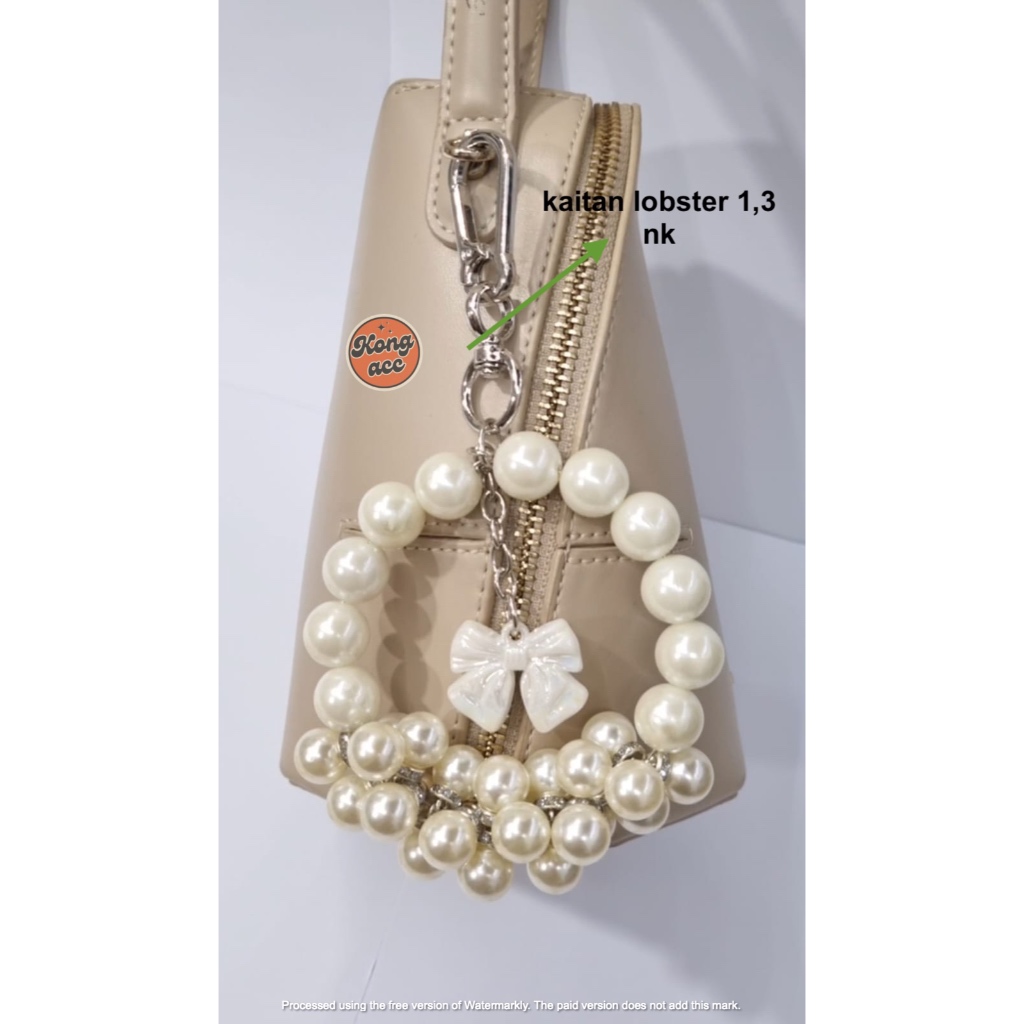 GANTUNGAN TAS/ KUNCI PREMIUM BULAT MUTIARA & BANDUL / PCS