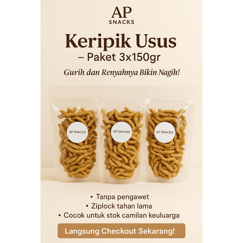 

AP Snack – Paket Hemat Keripik Usus 3x150gr | Camilan Garing Favorit