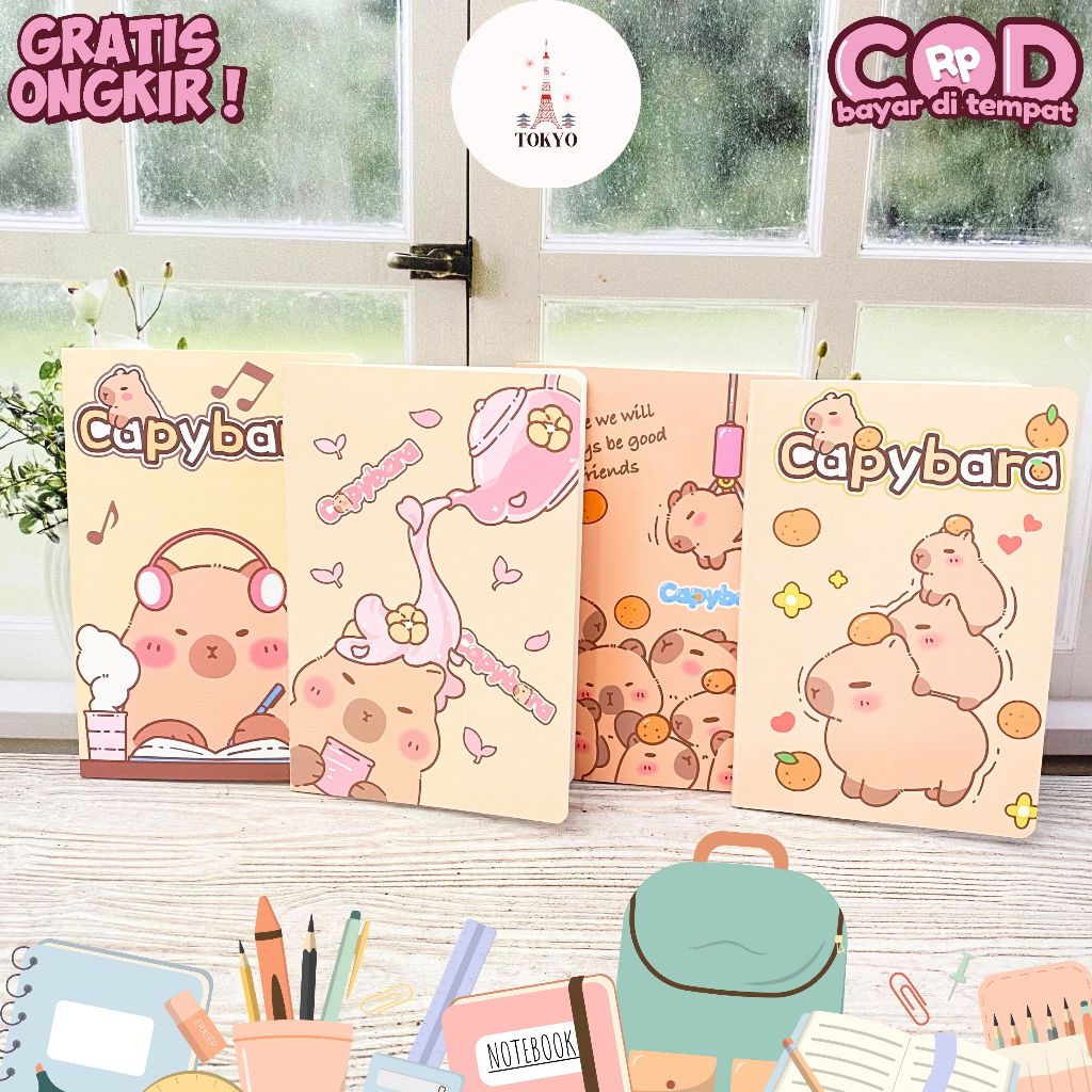 

Buku Tulis Bergaris A5 Capybara Beruang Cokelat - Alat Tulis Peralatan Sekolah Sationery Imut Lucu