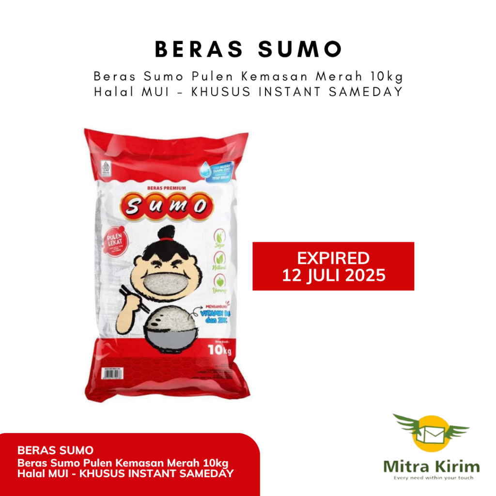 

Beras Sumo Pulen Kemasan Merah 10kg - KHUSUS INSTANT/SAMEDAY