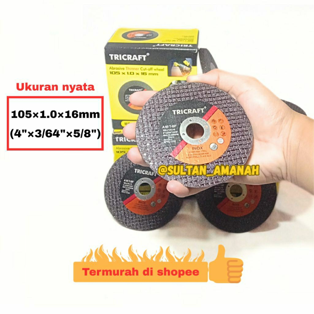 Batu gerinda potong 4" TRICRAFT/Mata gerinda potong 105×1.0×16mm