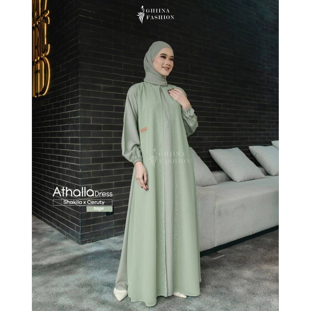 GAMIS ABAYA - Athalla Dress By Ghina Fashion / New/Hits/syari/Branded Termurah/Abaya Polos blink bli