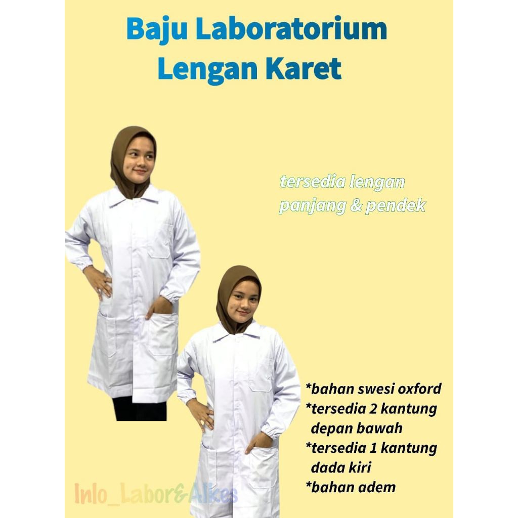 Baju Laboratorium LENGAN KARET/Jas Laboratorium/Jas Praktikum