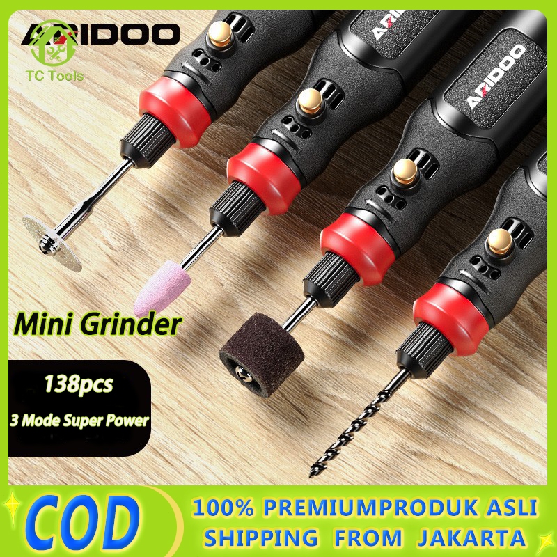 TC Tools/138PCS/18V /25000 RPM/ Mini Grinder/Gerenda listrik Bor Mini/ Alat Ukir Kayu /Alat Amplas /
