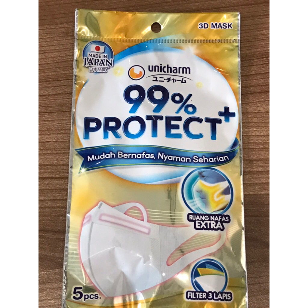 DISKON!!! Unicharm 99% Protect+ 3D Mask (Best) 5Pcs