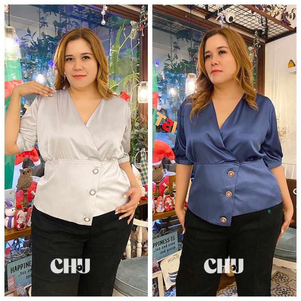 CHU - Ava Satin Silk Top | Atasan Satin Big Size/ Plus Size/ Oversize