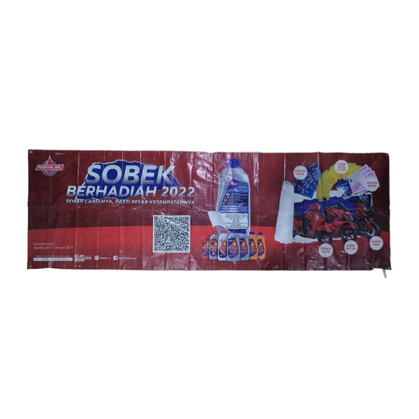 Spanduk Banner Gagal Cetak / Banner Bekas Tidak Terpakai, ukuran besar 295 x 80 cm
