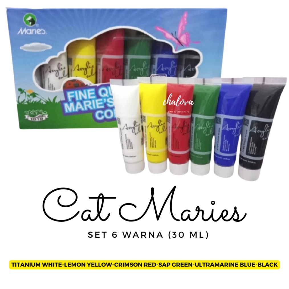 

KODE X77K SET CAT AKRILIK MARIES 6 WARNA 3 ML CAT ACRYLIC MARIES LENGKAP 8136B CAT LUKIS CANVAS ACYRLIC COLOR PAINT MARIES