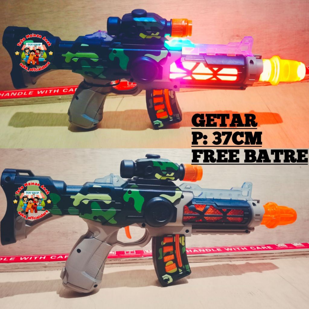 Mainan Tembakan Loreng Bunyi dan Nyala Lampu / Pistol Mainan Nyala / Mainan Anak Pistol Batrei