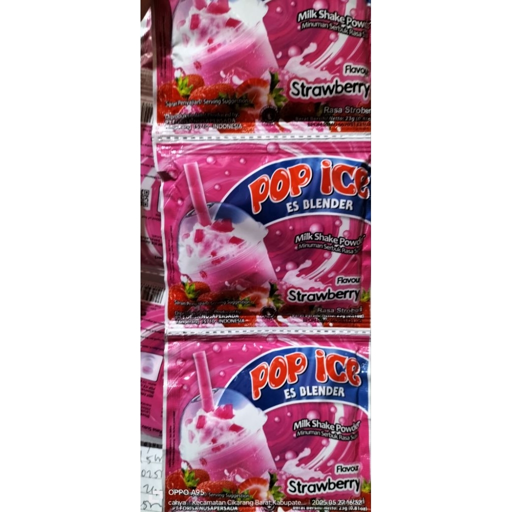 

pop ice strawberry isi 1 renceng/10 saset