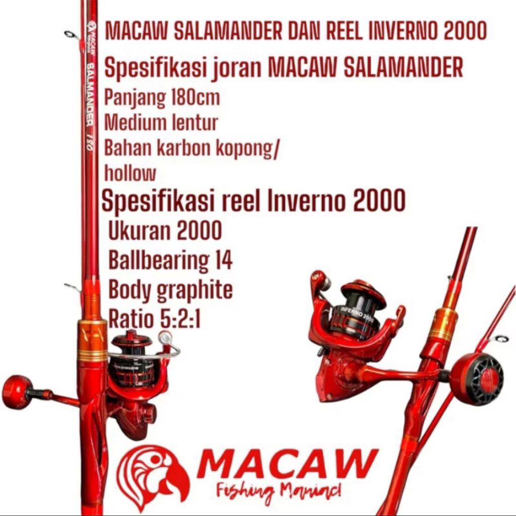 SET JORAN  MACAW SALAMANDER DAN REEL INFERNO 2000