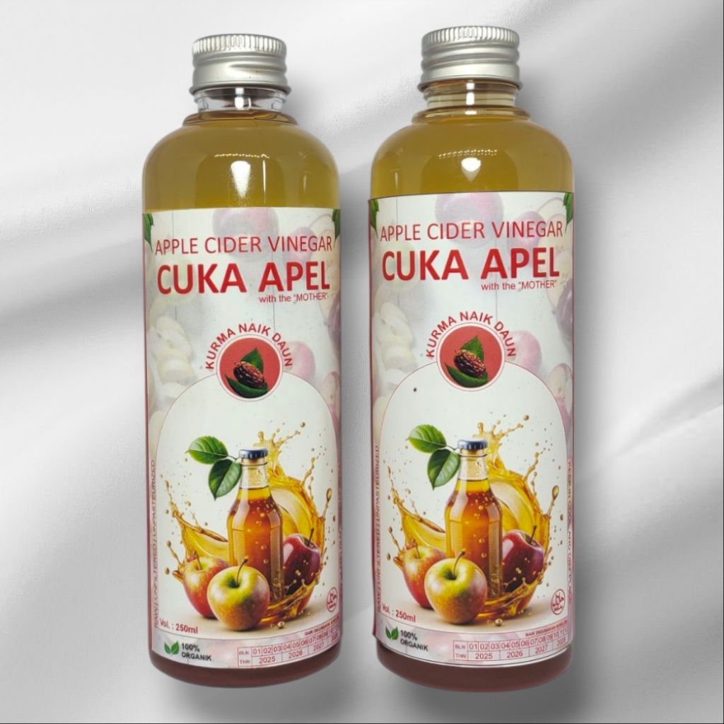 

Cuka Apel | Apple Vinegar Cap Kurma Naik Daun with mother 250ml