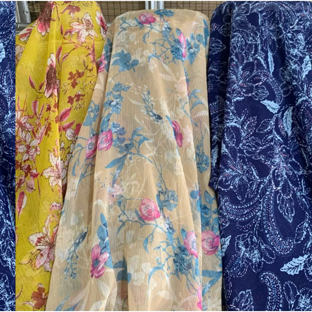 Kain Sifon Mid Yuryu Motif - Kain Sifon motif - Kain yuryu Motif - Meteran - Kain Gamis dan tunik