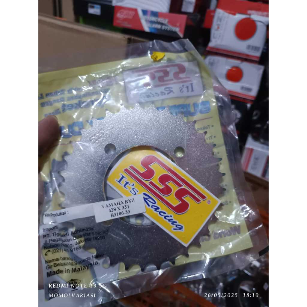 Gear belakang SSS rxz ukuran 428 33T/gir SSS