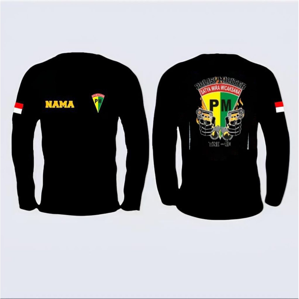 KAOS LENGAN PANJANG HITAM PM POLISI MILITER DESAIN KEREN