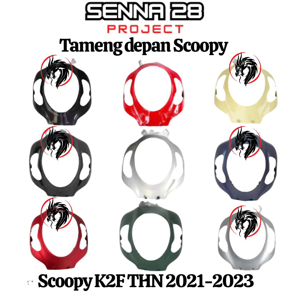 Tameng panel lampu body depan scoopy new prestige sporty K2F 2021 2022 2023 hitam glossy hitam doff 