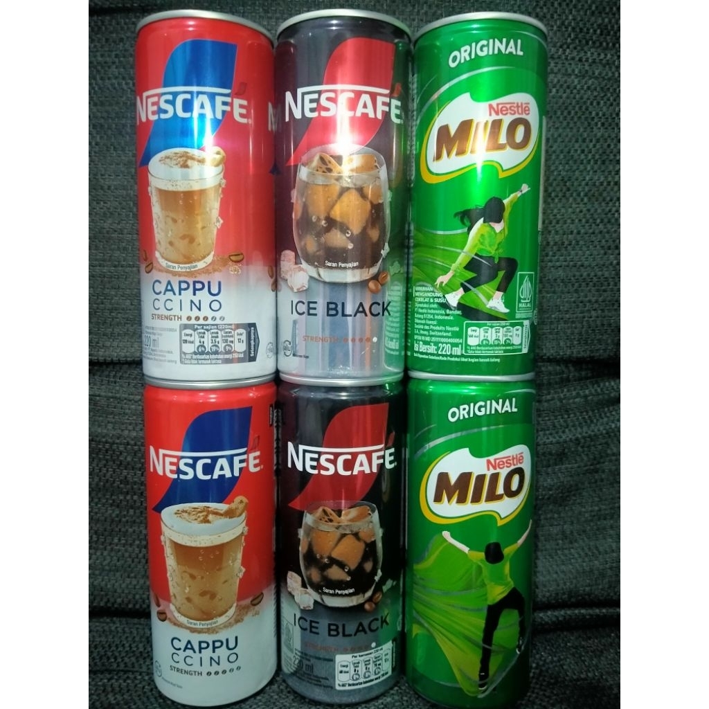 

Nescafe Ice Black, Cappucino, Milo (6 Kaleng)