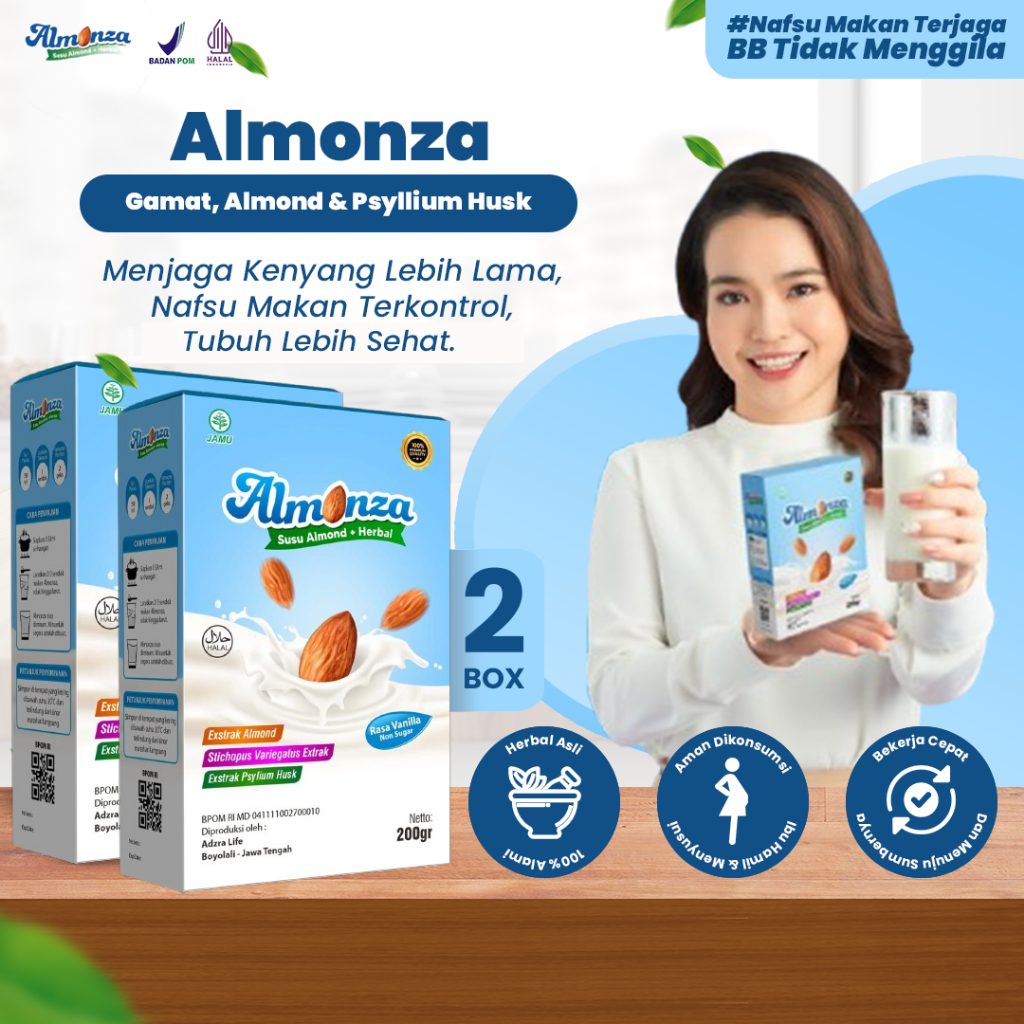 

SUSU ALMONZA Bantu Kamu Dapatkan BB Ideal dan Kulit Cerah - Tanpa Gula dan Rendah Kalori (400 gr)
