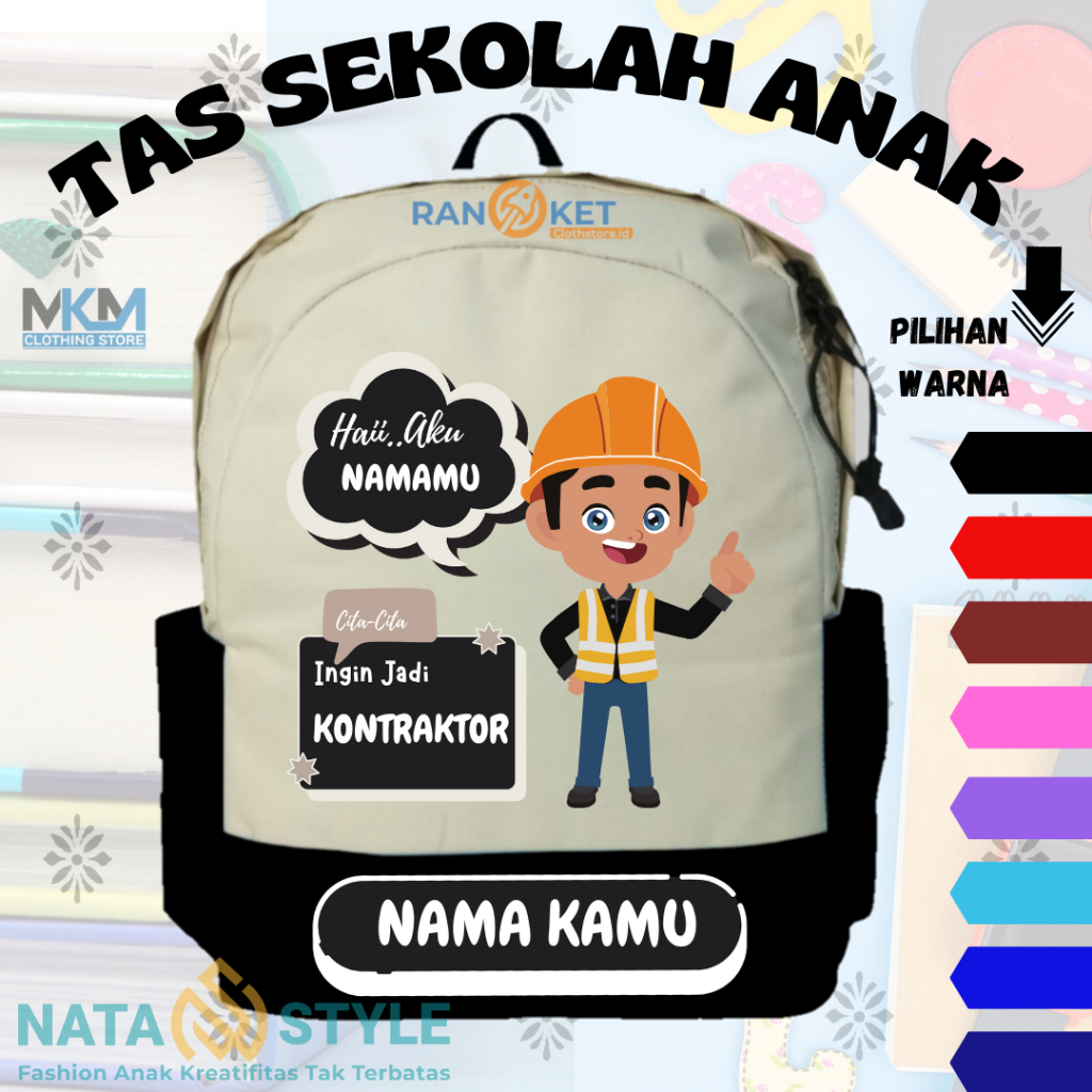 Tas Anak Custom Cita Cita Arsitek I Tas Sekolah Anak Custom Cita Cita Arsitek Free Nama