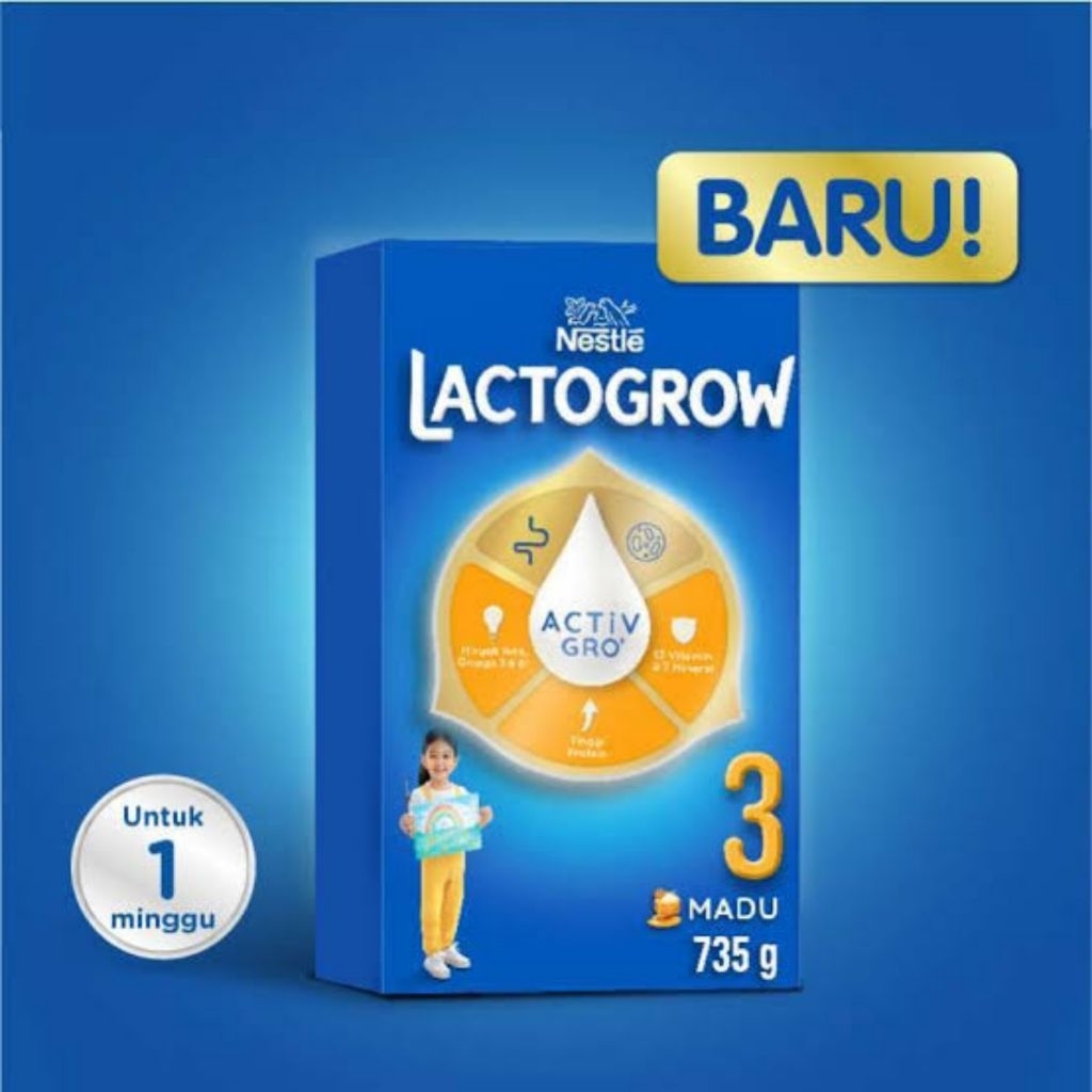 

Promo akhir bulan Lactogrow 3 madu 735g exp agustus 2025