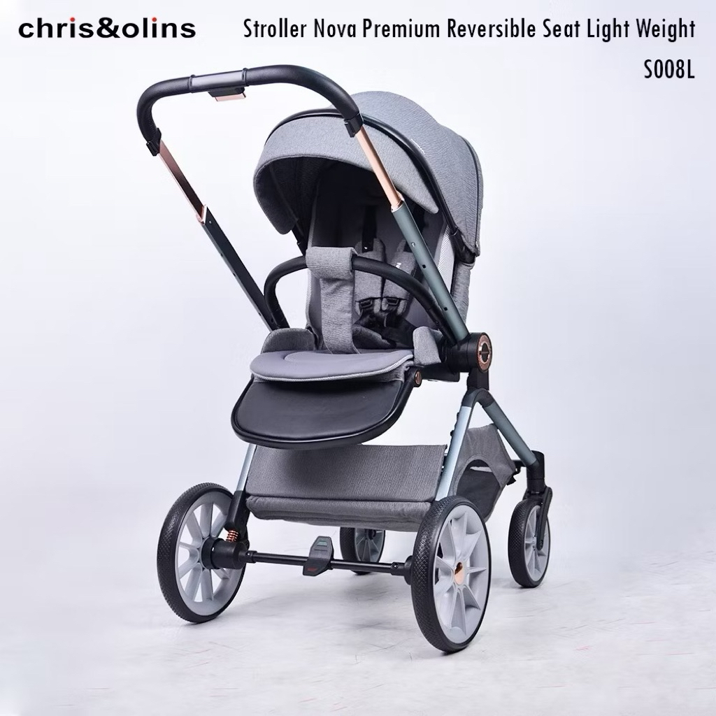 ChrisOlins S0O8L Baby Stroller Nova Premium Reversible Seat Kereta Dorong Lipat Bayi Anak Grey Garan