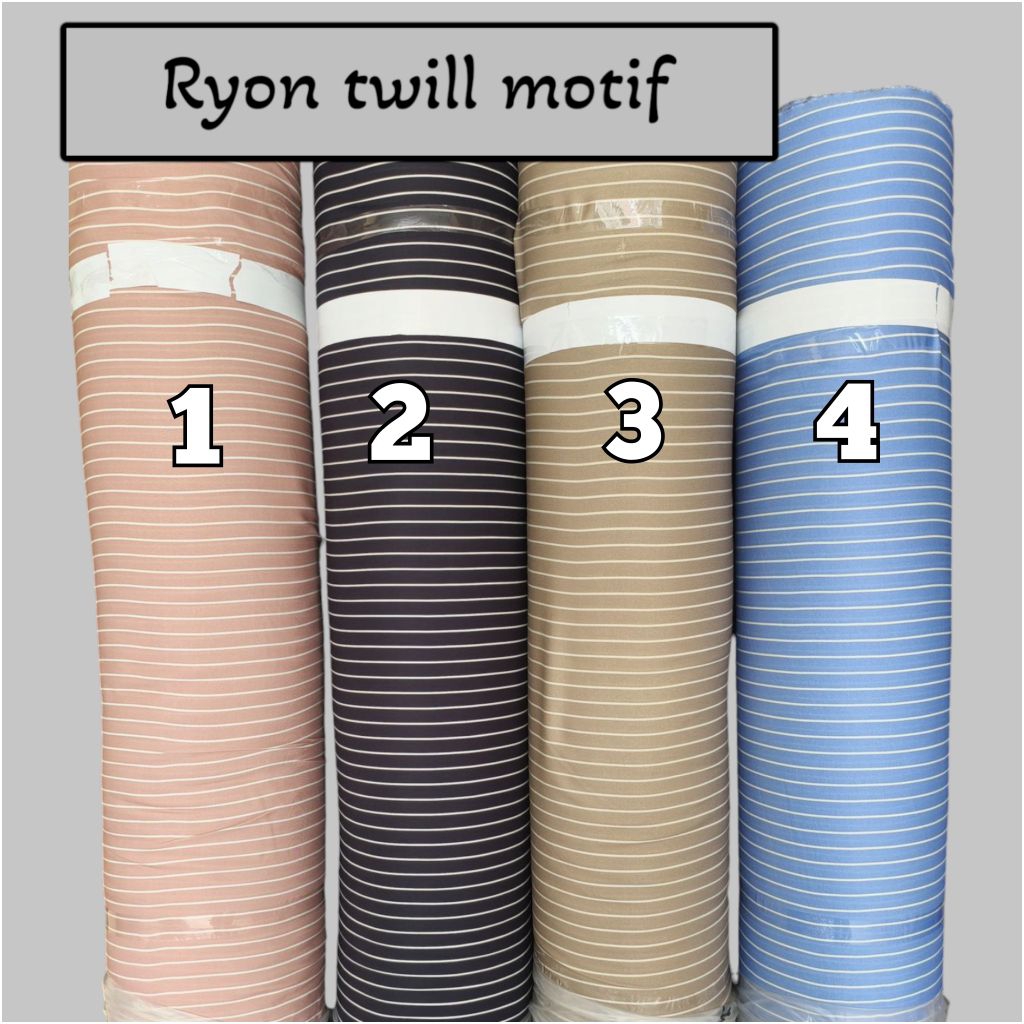 NEW kain katun rayon twill motif salur best seller (harga tertera 50cm)