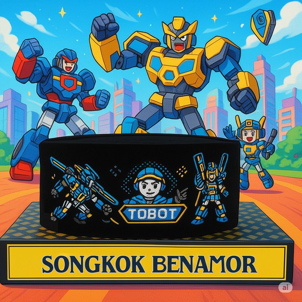 Songkok Benamor Anak Tobot Kartun Lucu Premium Peci Kopiah Karakter Robot Original Design Unik Terba
