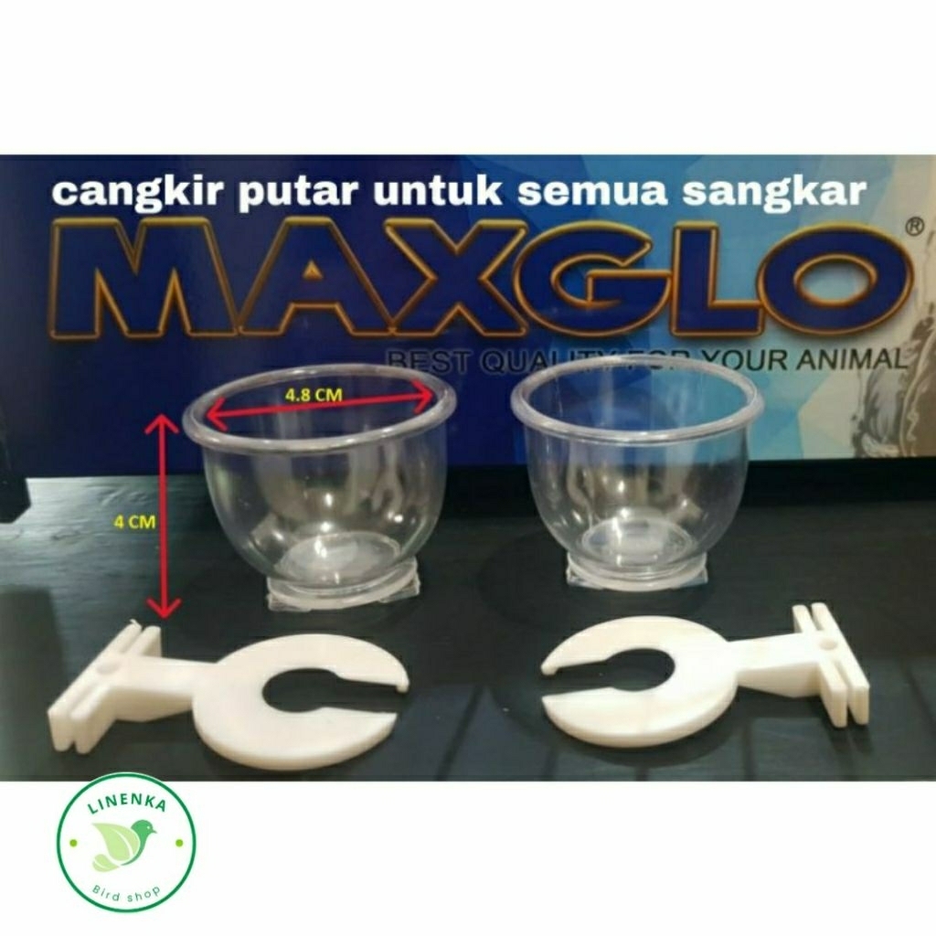 CEPUK PUTAR MAXGLO UNTUK SEGALA JENIS SANGKAR CEPUK WADAH PAKAN MINUM BURUNG