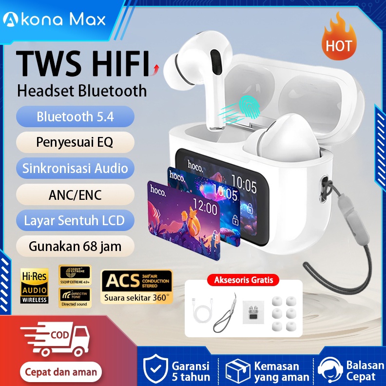 KODE A65S Akona TWS Headset Earphone Bluetooth Wireless Super Full Bass Typec ANCENC Suara Sekitar 3