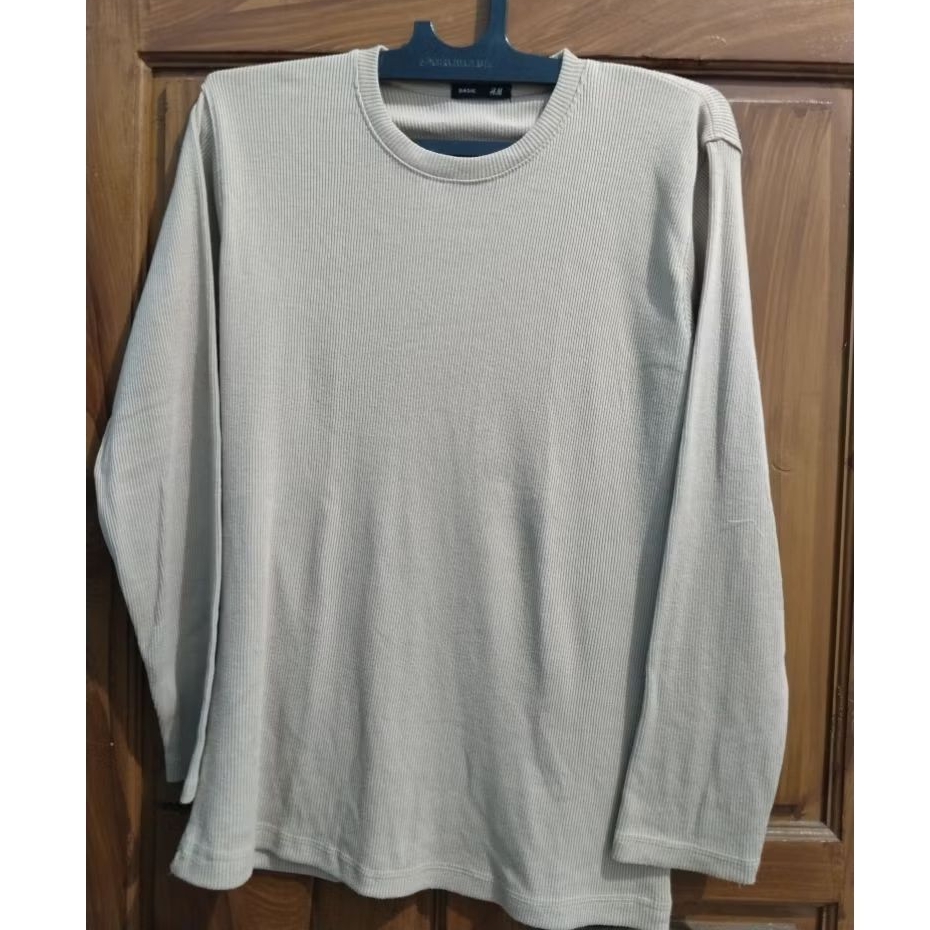 (PRELOVE) KAOS RIB KNIT TAG H&M - CREAM