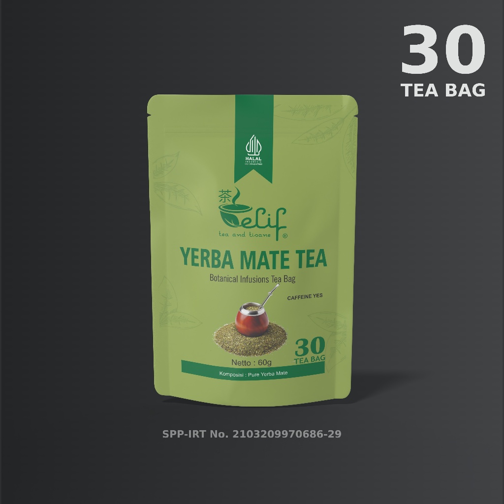 

ELIF TEA AND TISANE Yerba Mate Tea | Boost Energy and Improve Mental Focus | 30 Tea Bag
