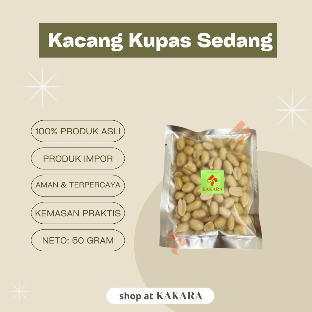 

KAKARA - Kacang Kupas 4151 Sedang 50 gram bumbu dapur kemasan sachet