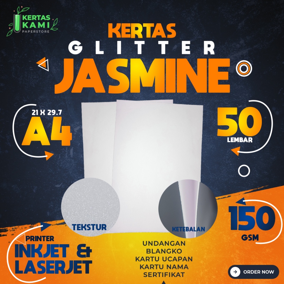 

Bisa Cod Kertas Jasmine Glitter 15 gsm A4 isi 5 lembar Kertas Jasmine Glitter Putih A4 15 gram Kertas Blangko Undangan Karton Ijasah Sertifikat Flower ukuran A4