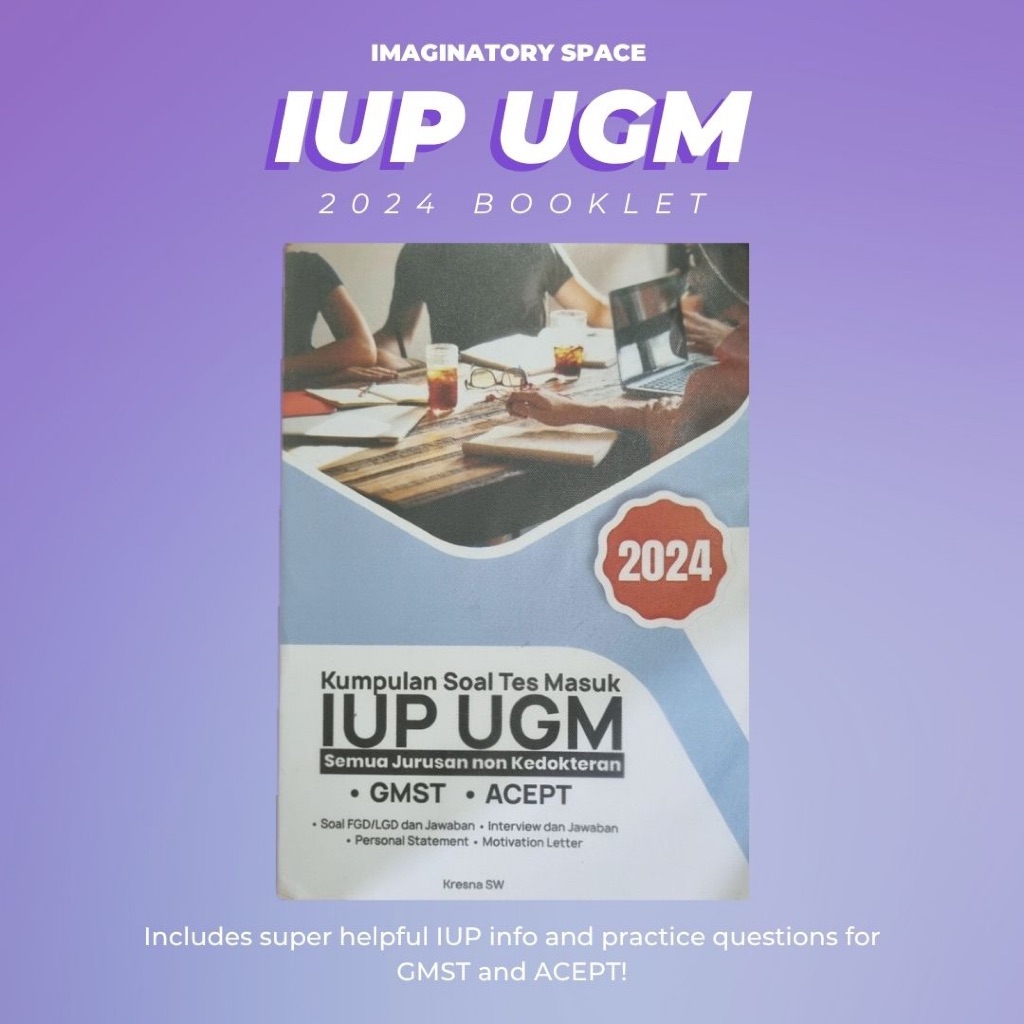 (PRELOVED 2024) Buku Soal Tes IUP UGM Include GMST & ACEPT untuk Non-Kedokteran